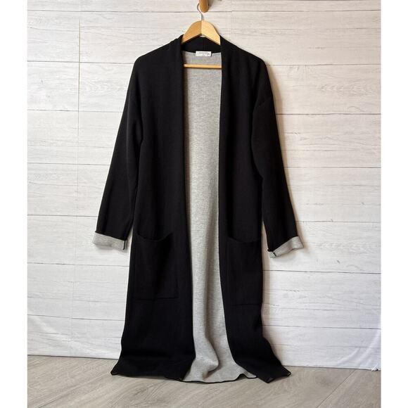 Aritzia Babaton Cardigan Womens Size Medium Black Lance Longline Open Duster - Picture 3 of 16